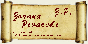 Zorana Pivarski vizit kartica